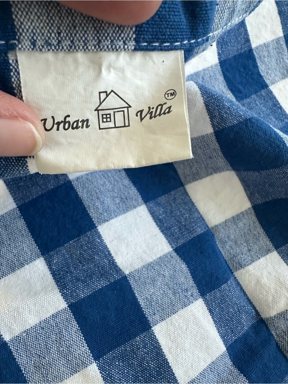 Urban Villa Cotton Blue White Gingham Tablecloth - Picture 4 of 5